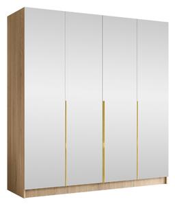 Gardróbszekrény Closico Navor III, Laminált forgácslap, 215x200x58cm, Aranysárga, Világos fa