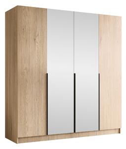 Gardróbszekrény Closico Navor II, Laminált forgácslap, 215x200x58cm, Fekete, Világos fa