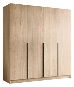 Gardróbszekrény Closico Navor I, Laminált forgácslap, 215x200x58cm, Fekete, Világos fa