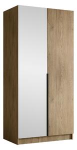 Gardróbszekrény Closico Staton II, Laminált forgácslap, 215x100x58cm, Fekete, Cremona tölgy
