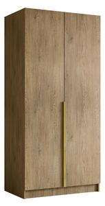Gardróbszekrény Closico Staton I, Laminált forgácslap, 215x100x58cm, Aranysárga, Cremona tölgy