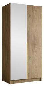 Gardróbszekrény Closico Staton II, Laminált forgácslap, 215x100x58cm, Aranysárga, Cremona tölgy