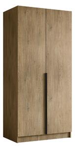 Gardróbszekrény Closico Staton I, Laminált forgácslap, 215x100x58cm, Fekete, Cremona tölgy