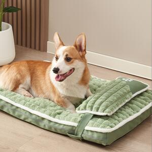 Kisállat fekhely, ágy formájú XL méret, zöld, téli változat kutya / macska
