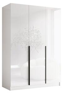 Gardróbszekrény Closico Decoron I, Laminált forgácslap, 215x150x58cm, Fehér, Fényes fehér, Fekete