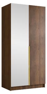 Gardróbszekrény Closico Staton II, Laminált forgácslap, 215x100x58cm, Aranysárga, Dió