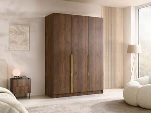 Gardróbszekrény Closico Decoron I, Laminált forgácslap, 215x150x58cm, Aranysárga, Dió