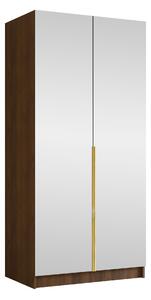 Gardróbszekrény Closico Staton III, Laminált forgácslap, 215x100x58cm, Aranysárga, Dió