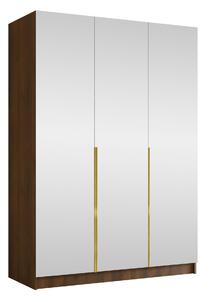 Gardróbszekrény Closico Decoron III, Laminált forgácslap, 215x150x58cm, Aranysárga, Dió