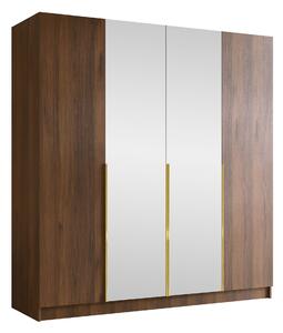 Gardróbszekrény Closico Navor II, Laminált forgácslap, 215x200x58cm, Aranysárga, Dió