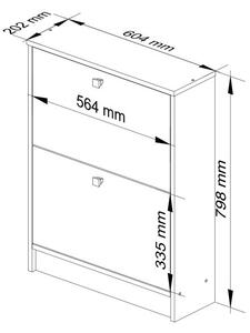 AKORD Klasszikus Billenő Cipősszekrény Laminált Wenge 60cm