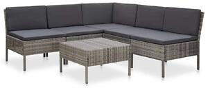 Polyrattan Kerti Bútorszett - 6 részes - Szürke