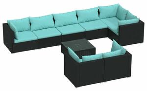 VidaXL Polyrattan Kerti Ülőgarnitúra - 9 részes - Fekete