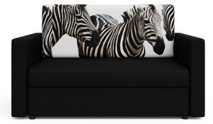 Modern zebramintás ARIA 120 kinyitható kanapé - fekete