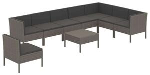 VidaXL 9 részes szürke polyrattan kerti ülőgarnitúra párnákkal