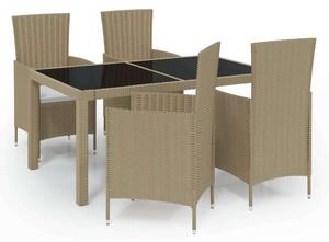 VidaXL Kerti Étkezőgarnitúra - Polyrattan - 5 részes - Bézs