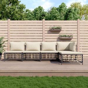VidaXL 5-részes antracitszürke polyrattan kerti ülőgarnitúra párnákkal
