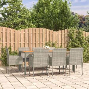 Polyrattan Kerti Étkezőgarnitúra - 9 részes - Szürke