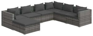 Polyrattan Kerti Ülőgarnitúra - 7 részes - Szürke