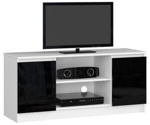 AKORD Modern TV Szekrény 120 Fehér-Fekete Magasfényű Akril