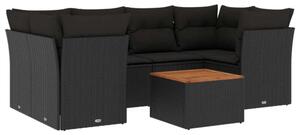 VidaXL Polyrattan Kerti Ülőgarnitúra - 7 részes - Fekete