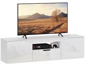 HOMCOM TV-szekrény, magasfényű, akár 65"-os tévékhez, 3 rekesszel, fiókkal, fehér