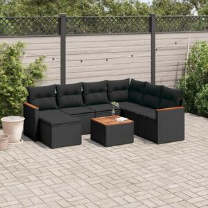 VidaXL Polyrattan Kerti Ülőgarnitúra - 8 részes - Fekete