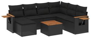 VidaXL Polyrattan Kerti Ülőgarnitúra - 8 részes - Fekete