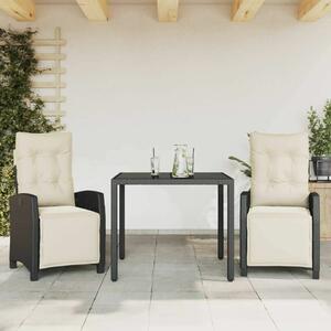 VidaXL Polyrattan Kerti Étkezőgarnitúra - 3 részes - Fekete