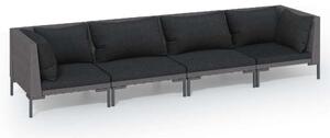 VidaXL Polyrattan Kerti Ülőgarnitúra - 4 részes, Sötétszürke