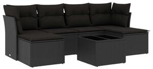 Polyrattan Kerti Ülőgarnitúra - 7 részes - Fekete