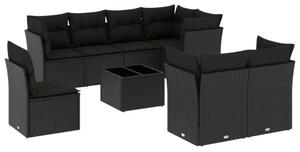 VidaXL Polyrattan Kerti Ülőgarnitúra - 9 részes - Fekete