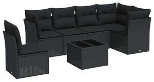 VidaXL Polyrattan Kerti Ülőgarnitúra - 7 részes - Fekete
