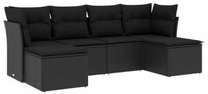 VidaXL Polyrattan Kerti Ülőgarnitúra - 6 részes - Fekete