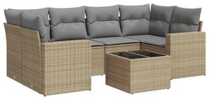 VidaXL Polyrattan Kerti Ülőgarnitúra - 7 részes - Bézs