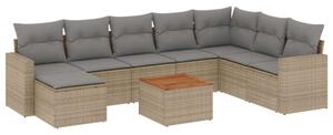 VidaXL Polyrattan Kerti Ülőgarnitúra - 9 részes - Bézs