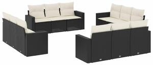 VidaXL Polyrattan Kerti Ülőgarnitúra - 12 részes - Fekete