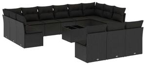 VidaXL Polyrattan Kerti Ülőgarnitúra - 14 részes - Fekete