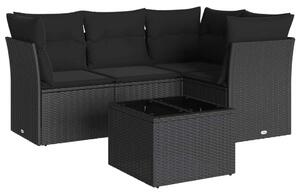 VidaXL 5 részes Polyrattan Kerti Kanapé Szett - Fekete