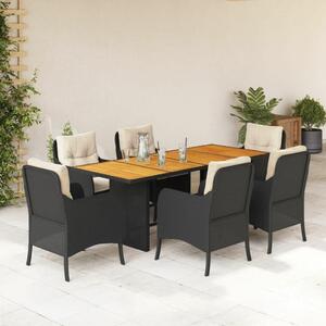 VidaXL Polyrattan Kerti Étkezőgarnitúra - 7 részes - Fekete