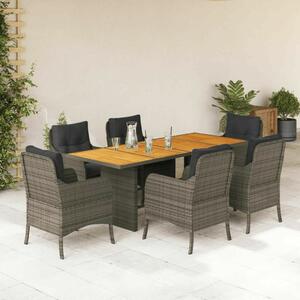 VidaXL Polyrattan Kerti Étkezőgarnitúra - 7 részes - Szürke