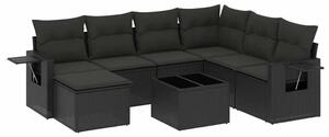 VidaXL Polyrattan Kerti Ülőgarnitúra - 8 részes - Fekete
