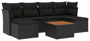 VidaXL Polyrattan Kerti Ülőgarnitúra - 7 részes - Fekete