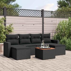 VidaXL Polyrattan Kerti Ülőgarnitúra - 7 részes - Fekete