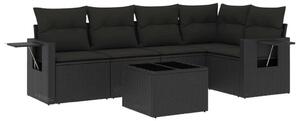 Polyrattan Kerti Ülőgarnitúra - 6 részes - Fekete