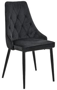 AKORD SJ.054 Glamour Bársony Étkezőszék Fekete Steppelt CSJ.054-BL