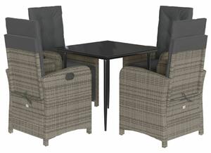 VidaXL 5 részes Kerti Étkezőgarnitúra - Szürke Polyrattan