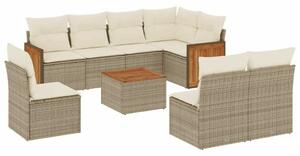 VidaXL Polyrattan Kerti Ülőgarnitúra - 9 részes, Bézs