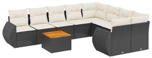 VidaXL Polyrattan Kerti Ülőgarnitúra - 9 részes - Fekete