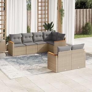 Polyrattan Kerti Ülőgarnitúra - 7 részes - Bézs